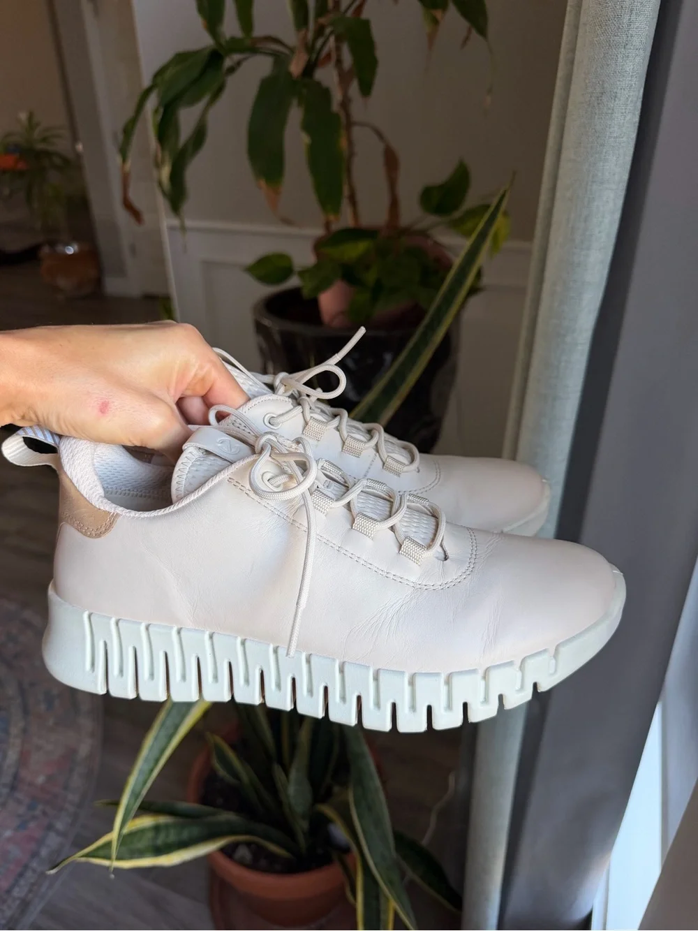 Ecco Women's Sneakers in Light Beige with White Sole